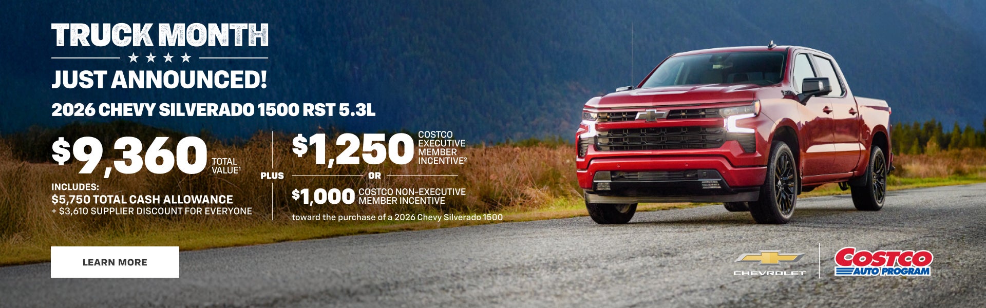 2026 Chevy Silverado 1500 RST 5.3L. $9,360 TOTAL VALUE. Includes: $5,750 Total Cash Allowance + $...